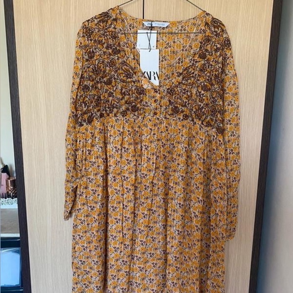 Zara Yellow Bishop Sleeve Sundress